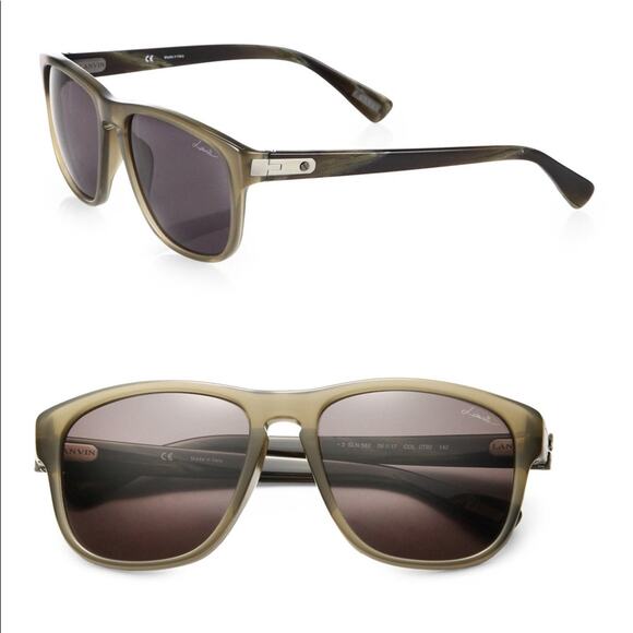 NWT Lanvin Brown Olive Sln 582 Wayfarer Sunglasses - Picture 3 of 13